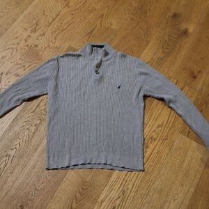 NAUTICA Grey Ribbed Mens Sweater Quarter Zip - XL
